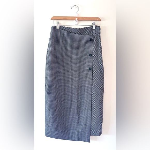 BABATON Aritzia Billy Midi Bodycon Faux Wrap Skirt Houndstooth - Picture 2 of 5